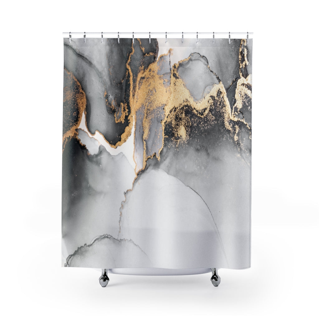Black Gold Abstract Stylish Design 71" x 74" Elegant Waterproof Shower Curtain for a Spa-like Bathroom Paradise Exceptional Craftsmanship-Express Your Love Gifts