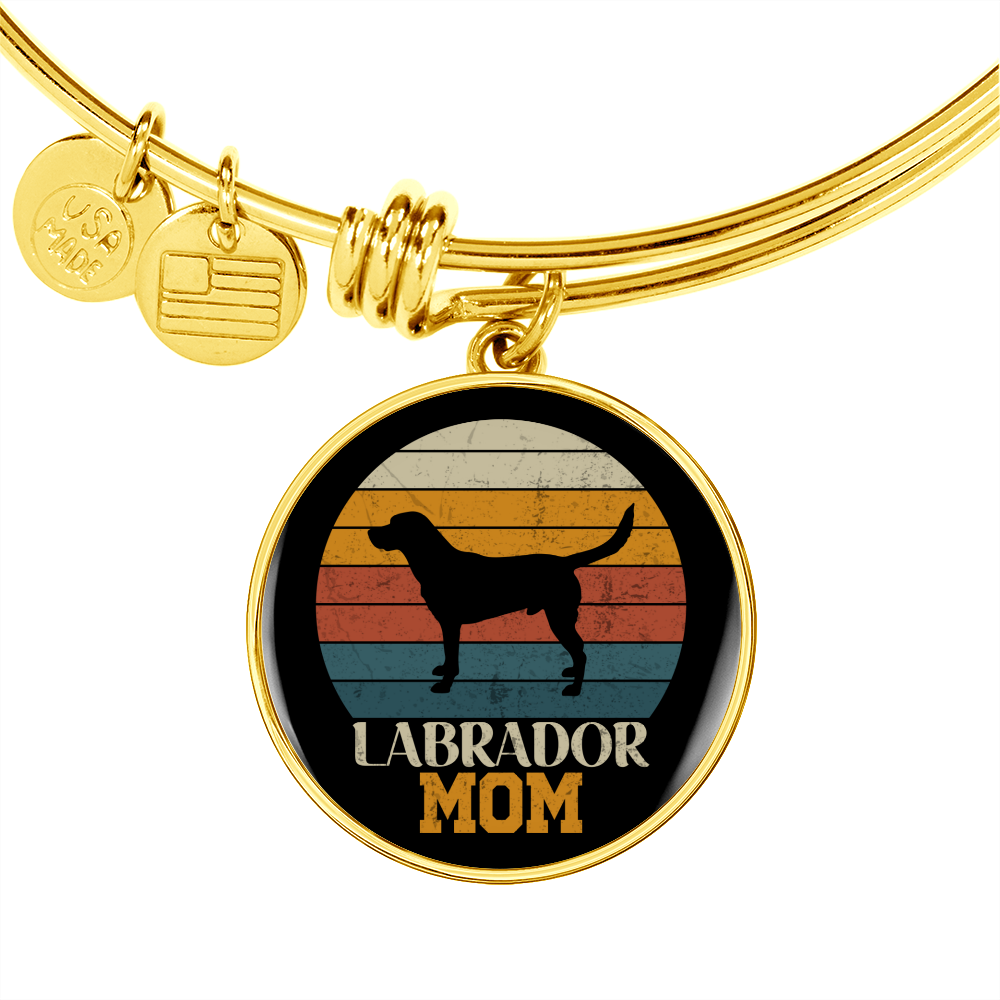 Black Labrador Mom Bracelet Stainless Steel or 18k Gold Circle Bangle-Express Your Love Gifts