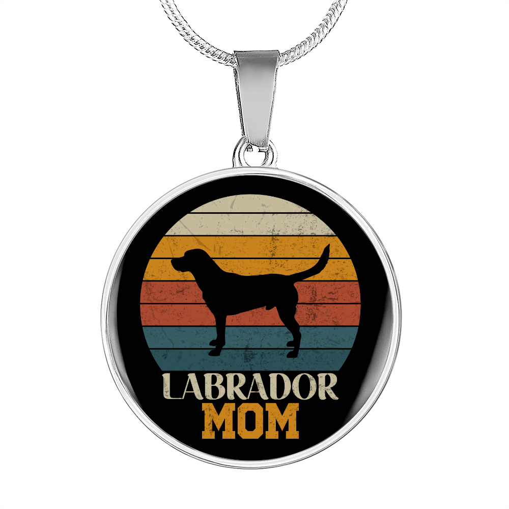 Black Labrador Mom Circle Necklace Stainless Steel or 18k Gold 18-22"-Express Your Love Gifts