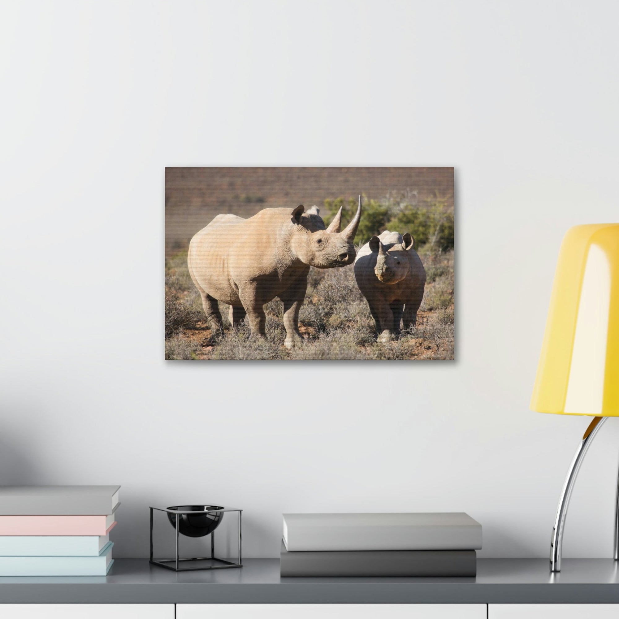 Scripture Walls Black Rhino Couple Black Rhino Troop Print Animal Wall Art Wildlife Canvas Prints Wall Art Ready to Hang Unframed-Express Your Love Gifts