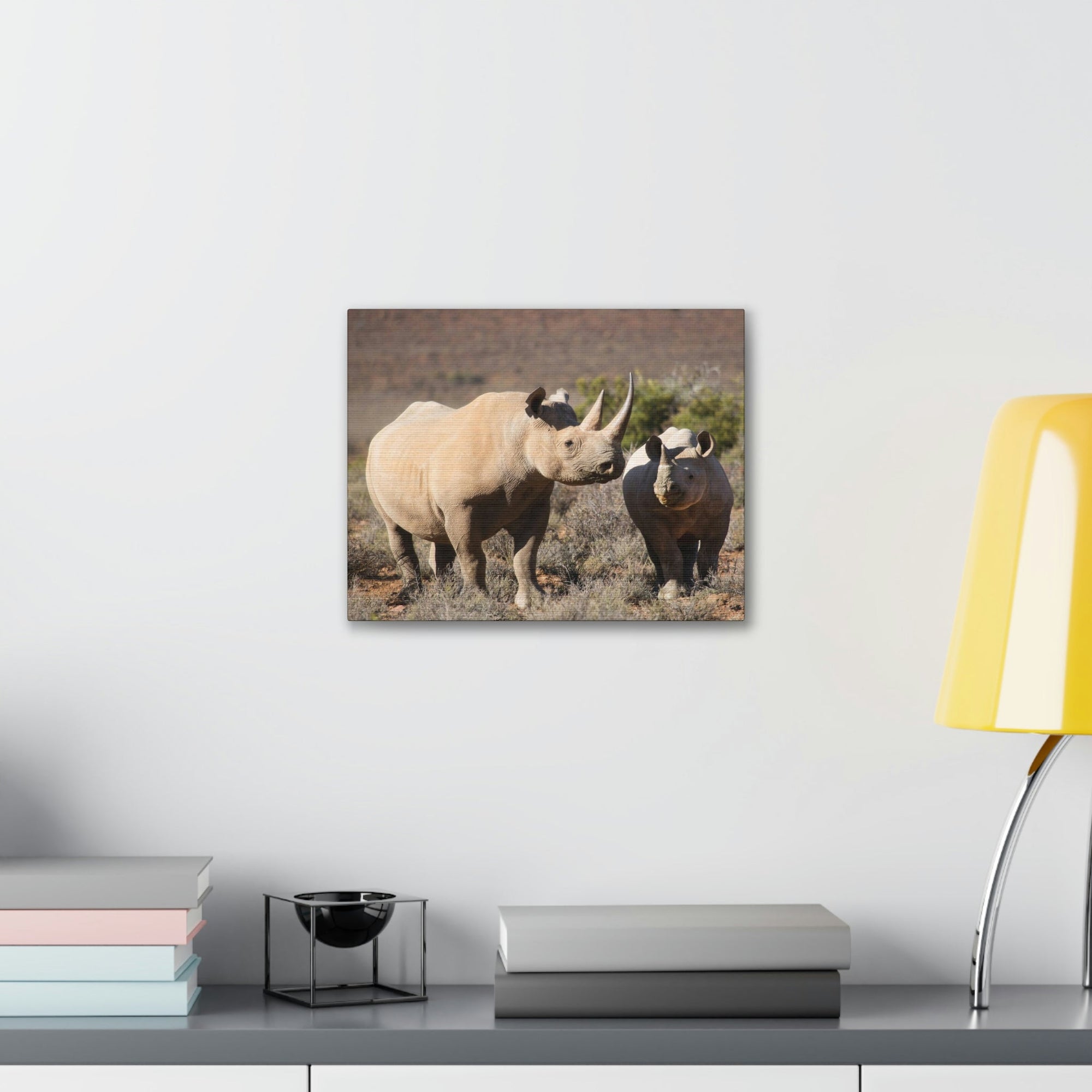 Scripture Walls Black Rhino Couple Black Rhino Troop Print Animal Wall Art Wildlife Canvas Prints Wall Art Ready to Hang Unframed-Express Your Love Gifts