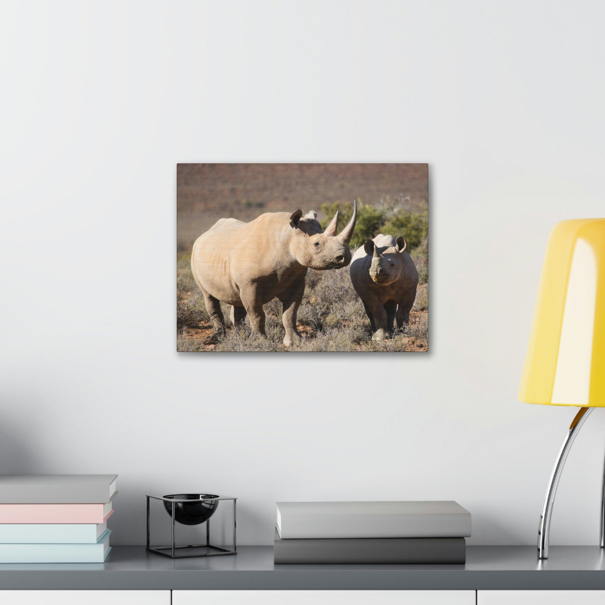 Scripture Walls Black Rhino Couple Black Rhino Troop Print Animal Wall Art Wildlife Canvas Prints Wall Art Ready to Hang Unframed-Express Your Love Gifts