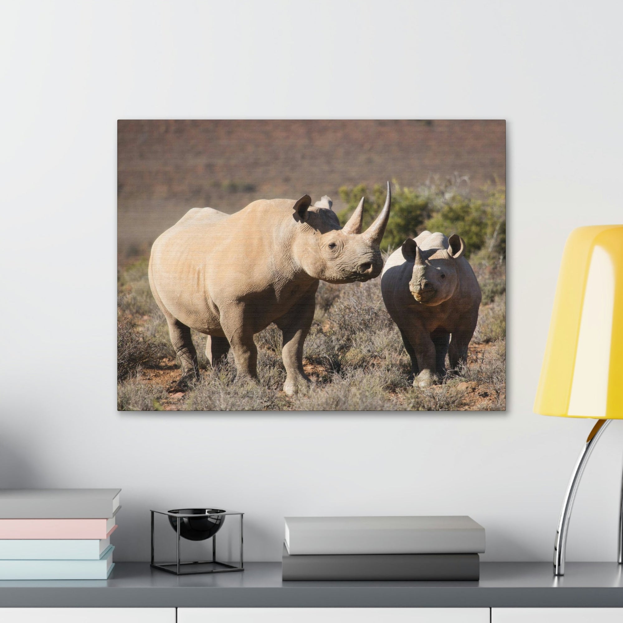 Scripture Walls Black Rhino Couple Black Rhino Troop Print Animal Wall Art Wildlife Canvas Prints Wall Art Ready to Hang Unframed-Express Your Love Gifts