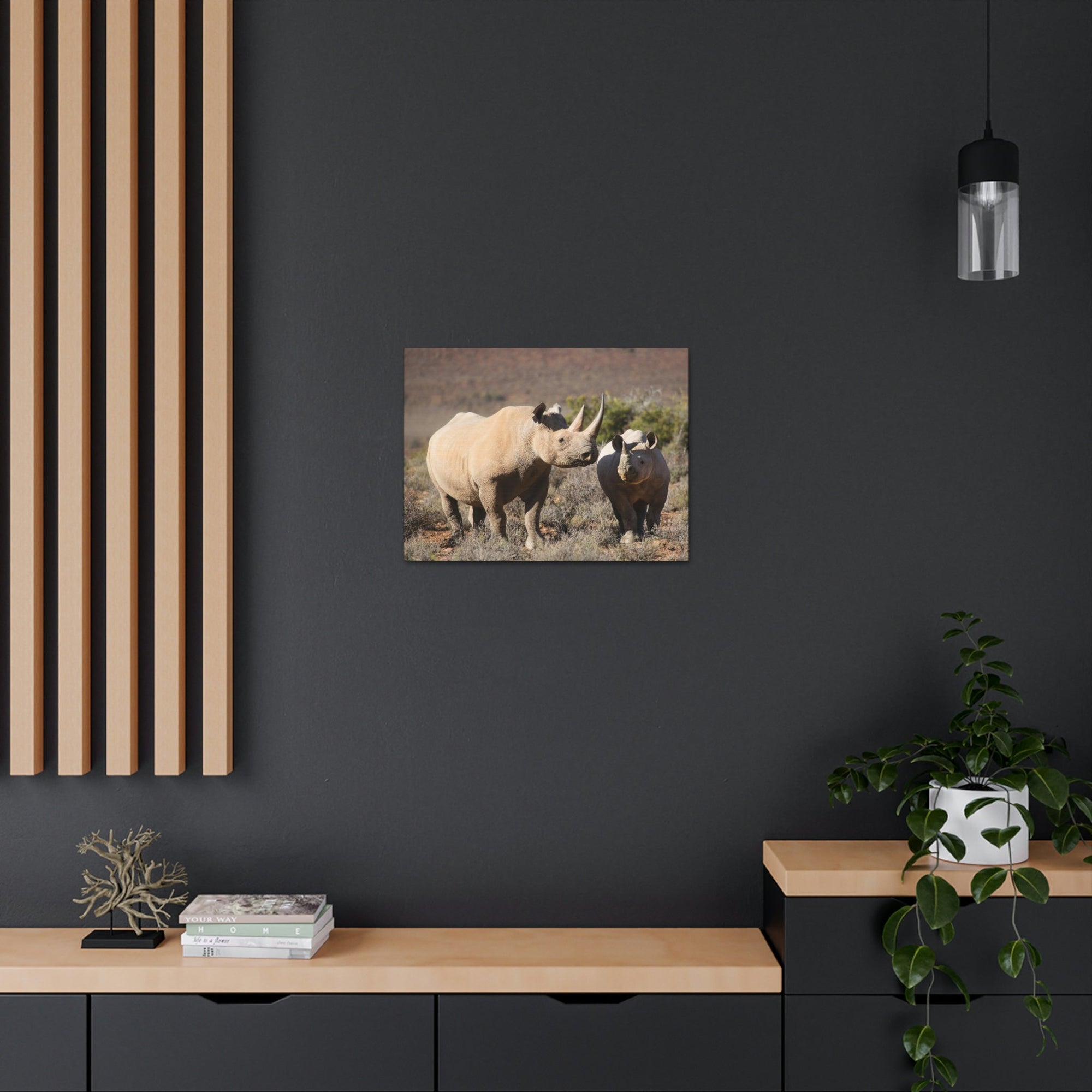 Scripture Walls Black Rhino Couple Black Rhino Troop Print Animal Wall Art Wildlife Canvas Prints Wall Art Ready to Hang Unframed-Express Your Love Gifts