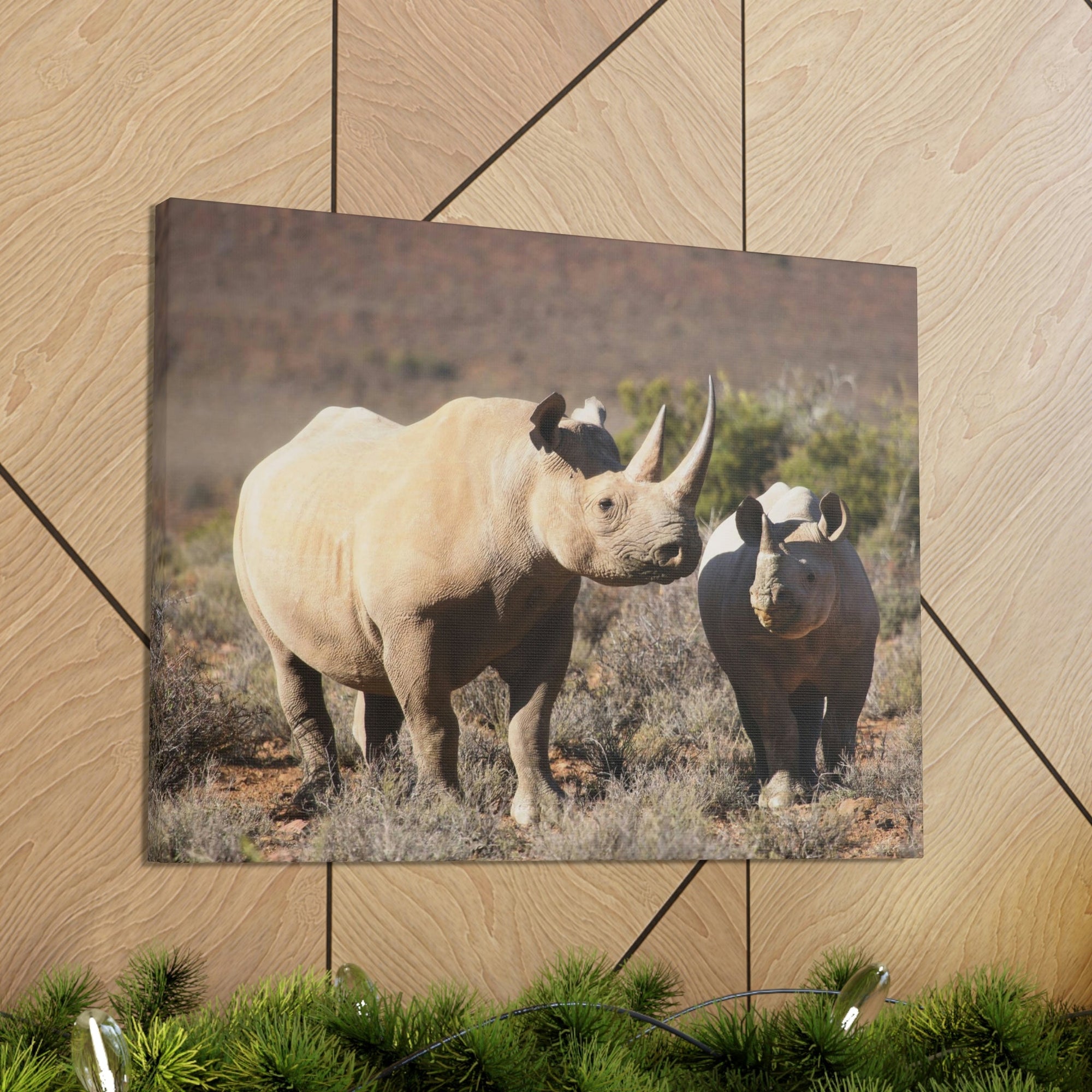 Scripture Walls Black Rhino Couple Black Rhino Troop Print Animal Wall Art Wildlife Canvas Prints Wall Art Ready to Hang Unframed-Express Your Love Gifts