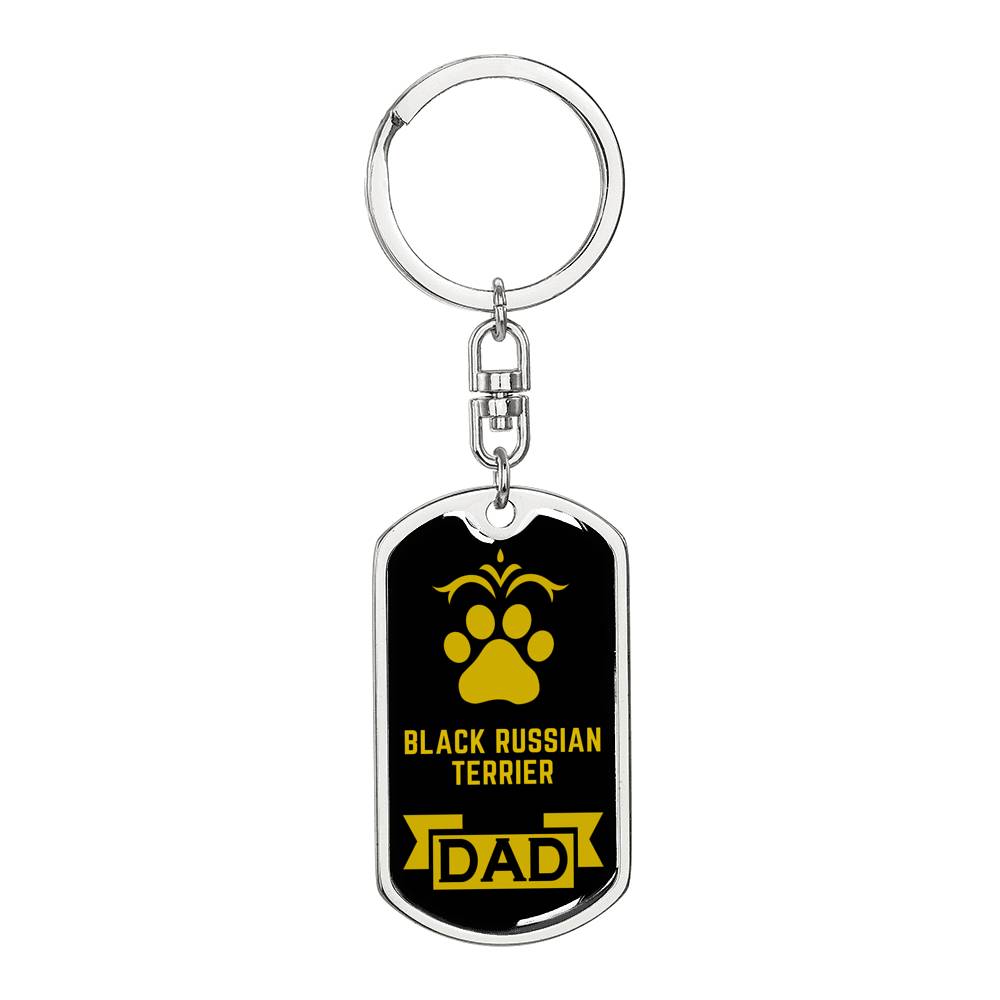 Black Russian Terrier Keychain Stainless Steel or 18k Gold-Express Your Love Gifts