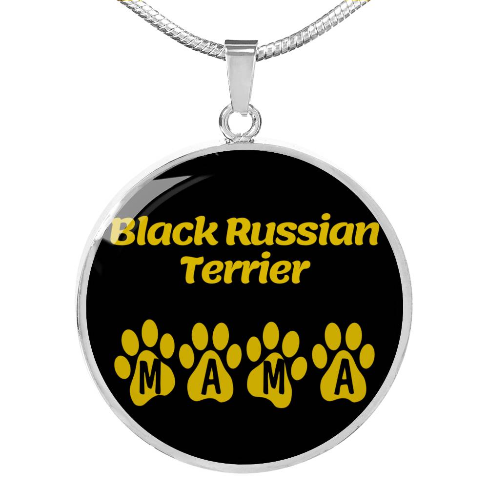 Black Russian Terrier Mama Circle Necklace Stainless Steel or 18k Gold 18-22" Dog Owner Lover-Express Your Love Gifts