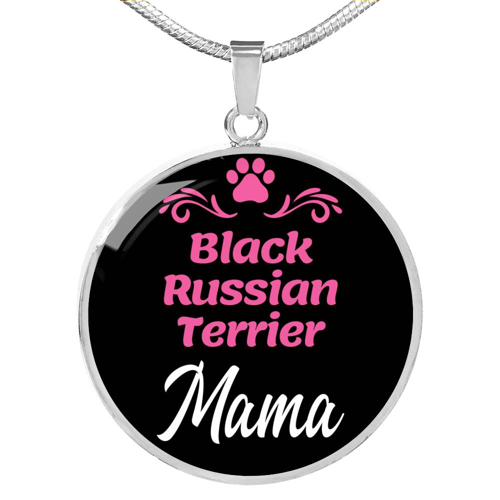 Black Russian Terrier Mama Necklace Circle Pendant Stainless Steel or 18k Gold 18-22" Dog Mom Pendant-Express Your Love Gifts