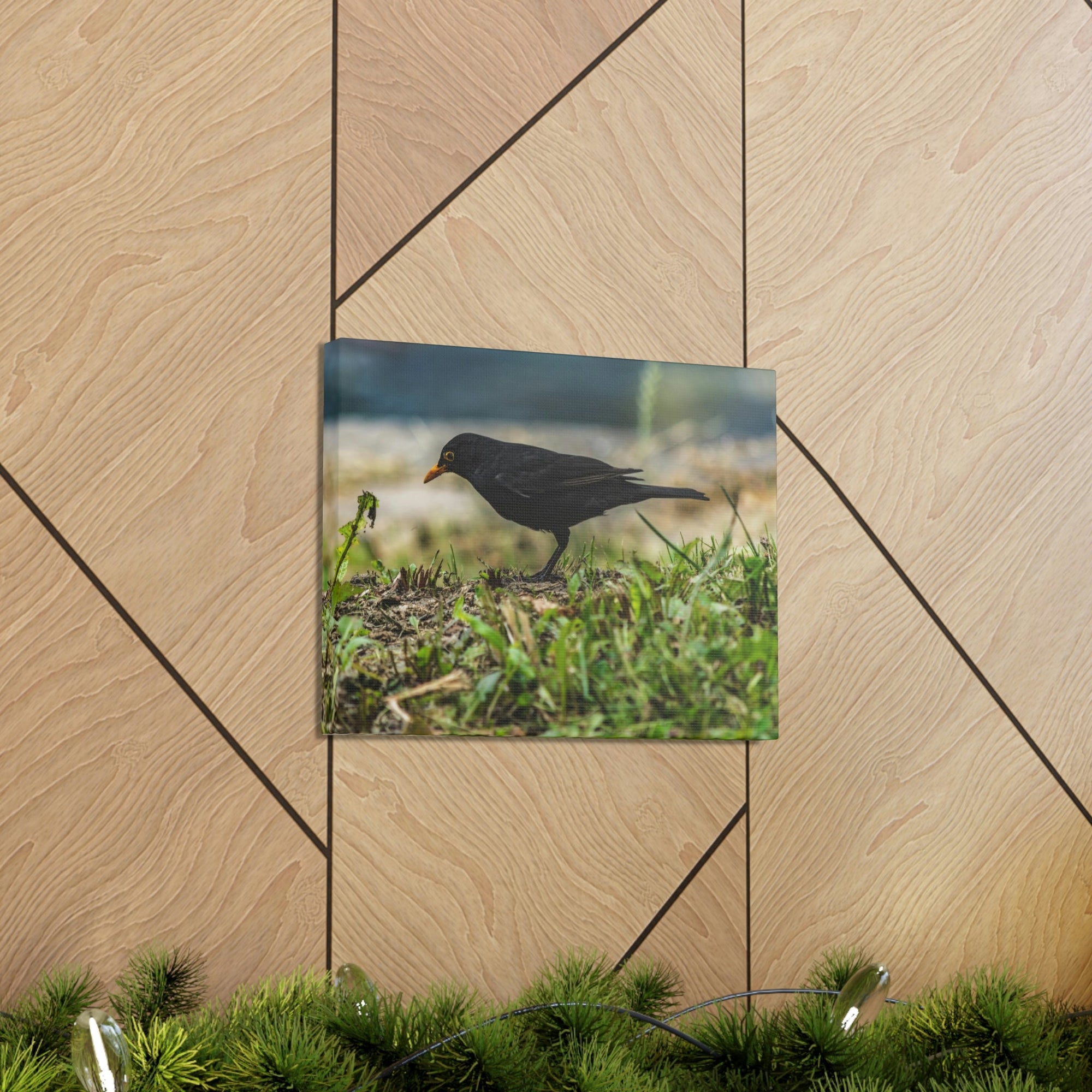 Scripture Walls Blackbird Hunting Blackbird on Hunt Print Animal Wall Art Wildlife Canvas Prints Wall Art Ready to Hang Unframed-Express Your Love Gifts