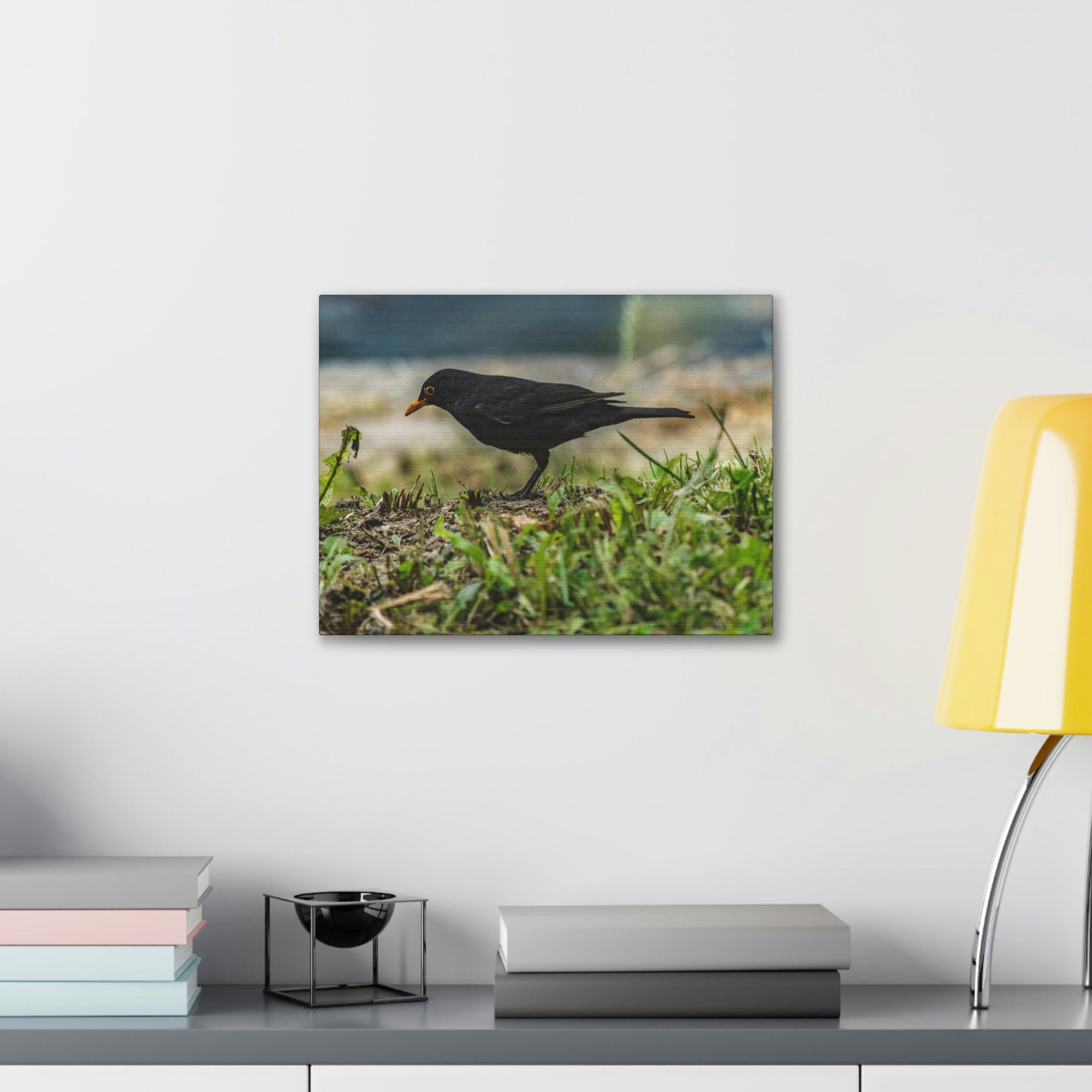 Scripture Walls Blackbird Hunting Blackbird on Hunt Print Animal Wall Art Wildlife Canvas Prints Wall Art Ready to Hang Unframed-Express Your Love Gifts