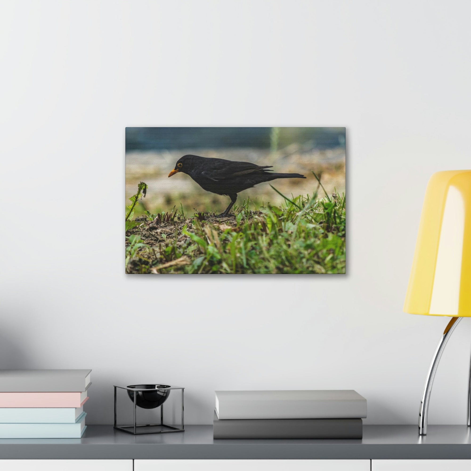 Scripture Walls Blackbird Hunting Blackbird on Hunt Print Animal Wall Art Wildlife Canvas Prints Wall Art Ready to Hang Unframed-Express Your Love Gifts