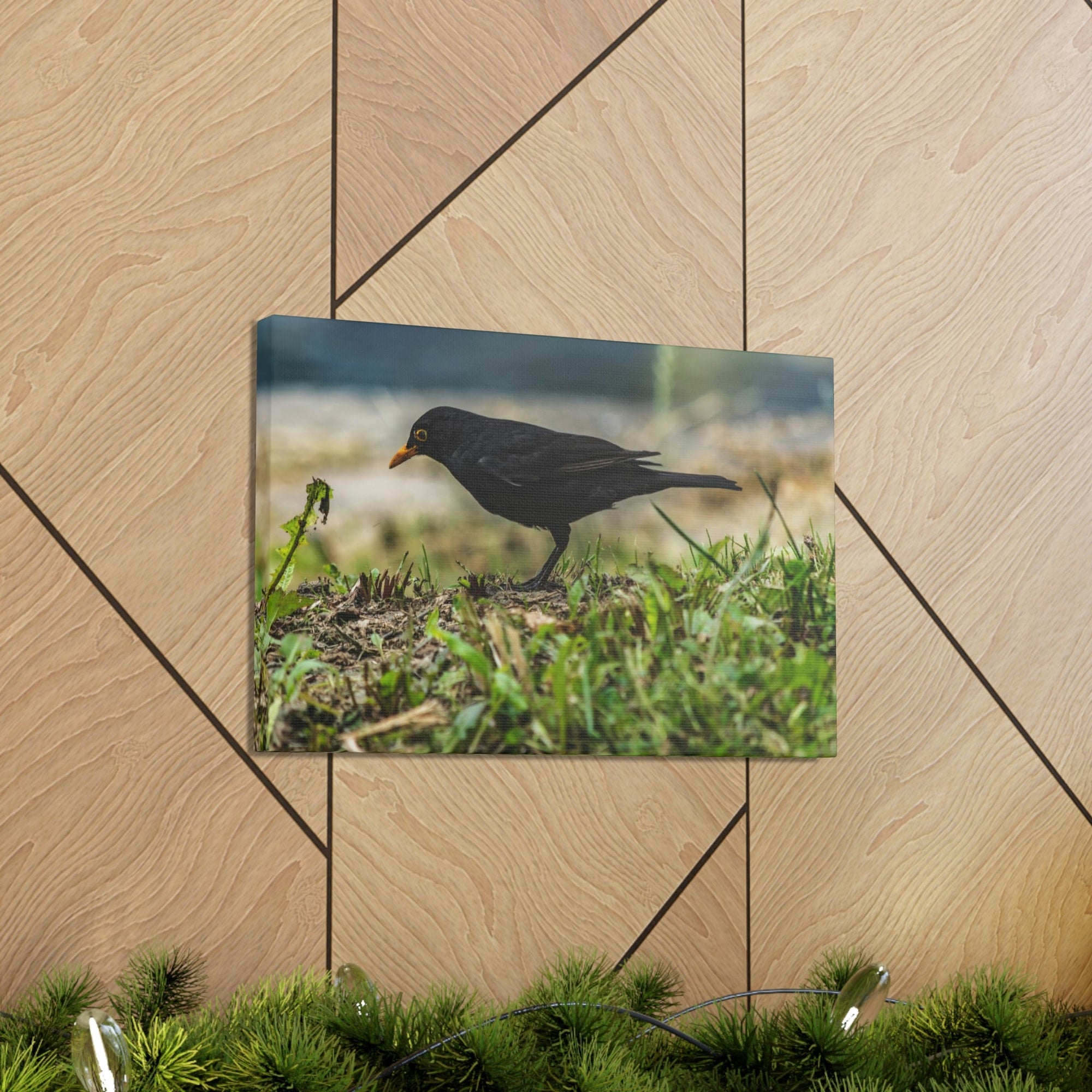 Scripture Walls Blackbird Hunting Blackbird on Hunt Print Animal Wall Art Wildlife Canvas Prints Wall Art Ready to Hang Unframed-Express Your Love Gifts