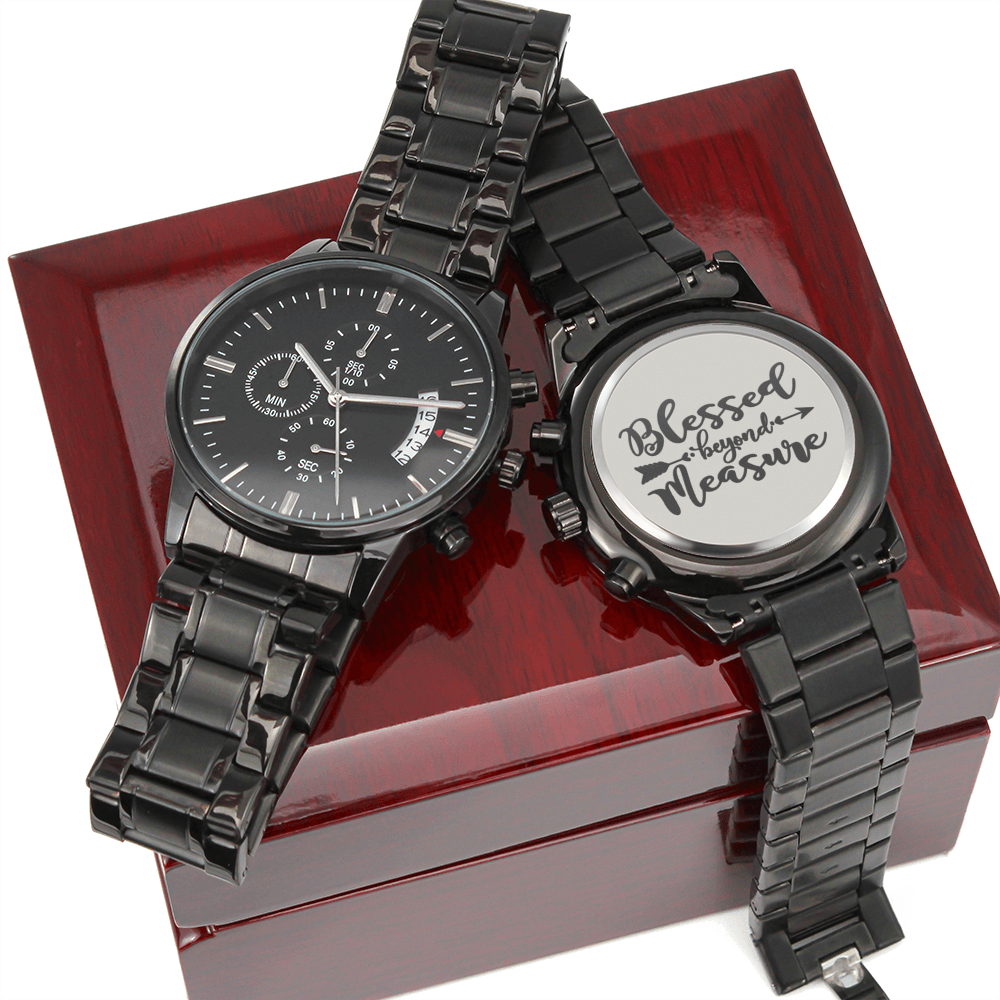 Blessed Beyond Measure Engraved Bible Verse Men's Watch Multifunction Stainless Steel W Copper Dial-Express Your Love Gifts
