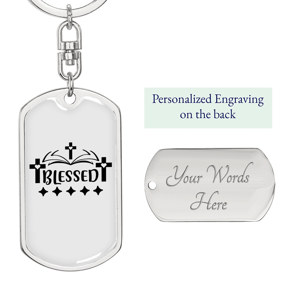 Blessed Crosses Keychain Stainless Steel or 18k Gold Dog Tag Keyring-Express Your Love Gifts
