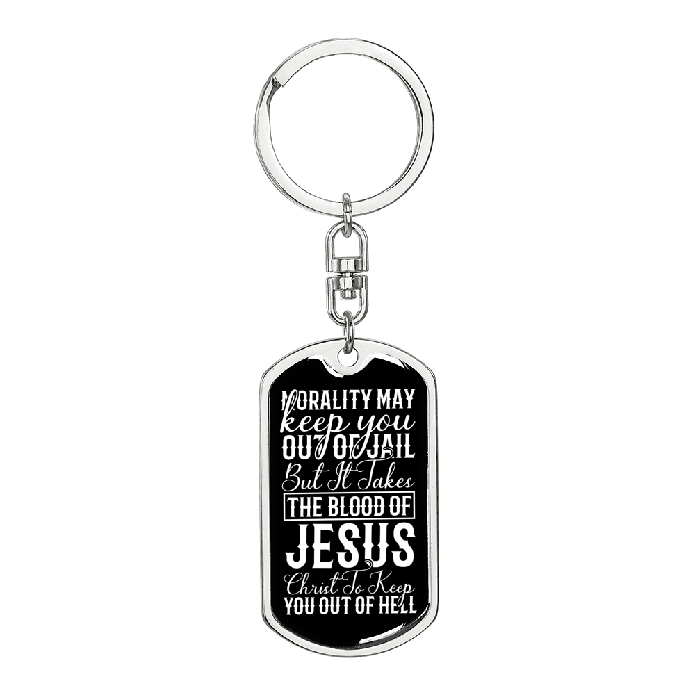 Blood Of Jesus Christ Keychain Stainless Steel or 18k Gold Dog Tag Keyring-Express Your Love Gifts