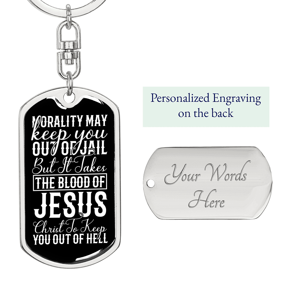 Blood Of Jesus Christ Keychain Stainless Steel or 18k Gold Dog Tag Keyring-Express Your Love Gifts