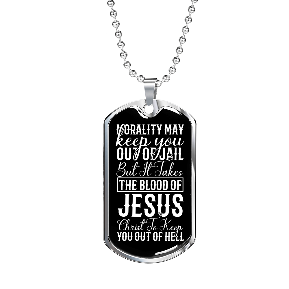 Blood Of Jesus Christ Necklace Stainless Steel or 18k Gold Dog Tag 24" Chain-Express Your Love Gifts