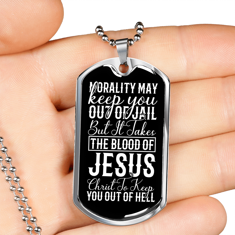 Blood Of Jesus Christ Necklace Stainless Steel or 18k Gold Dog Tag 24" Chain-Express Your Love Gifts