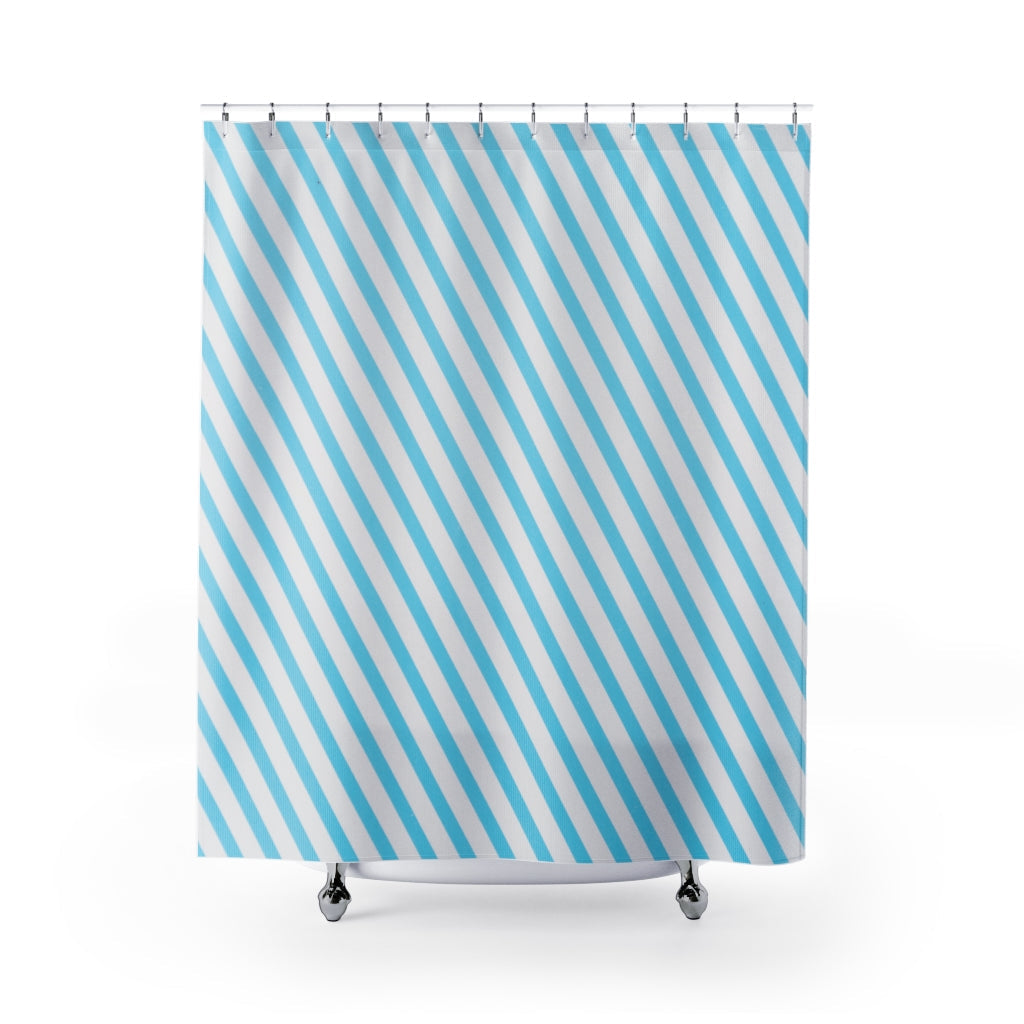 Blue White Line Stylish Design 71" x 74" Elegant Waterproof Shower Curtain for a Spa-like Bathroom Paradise Exceptional Craftsmanship-Express Your Love Gifts