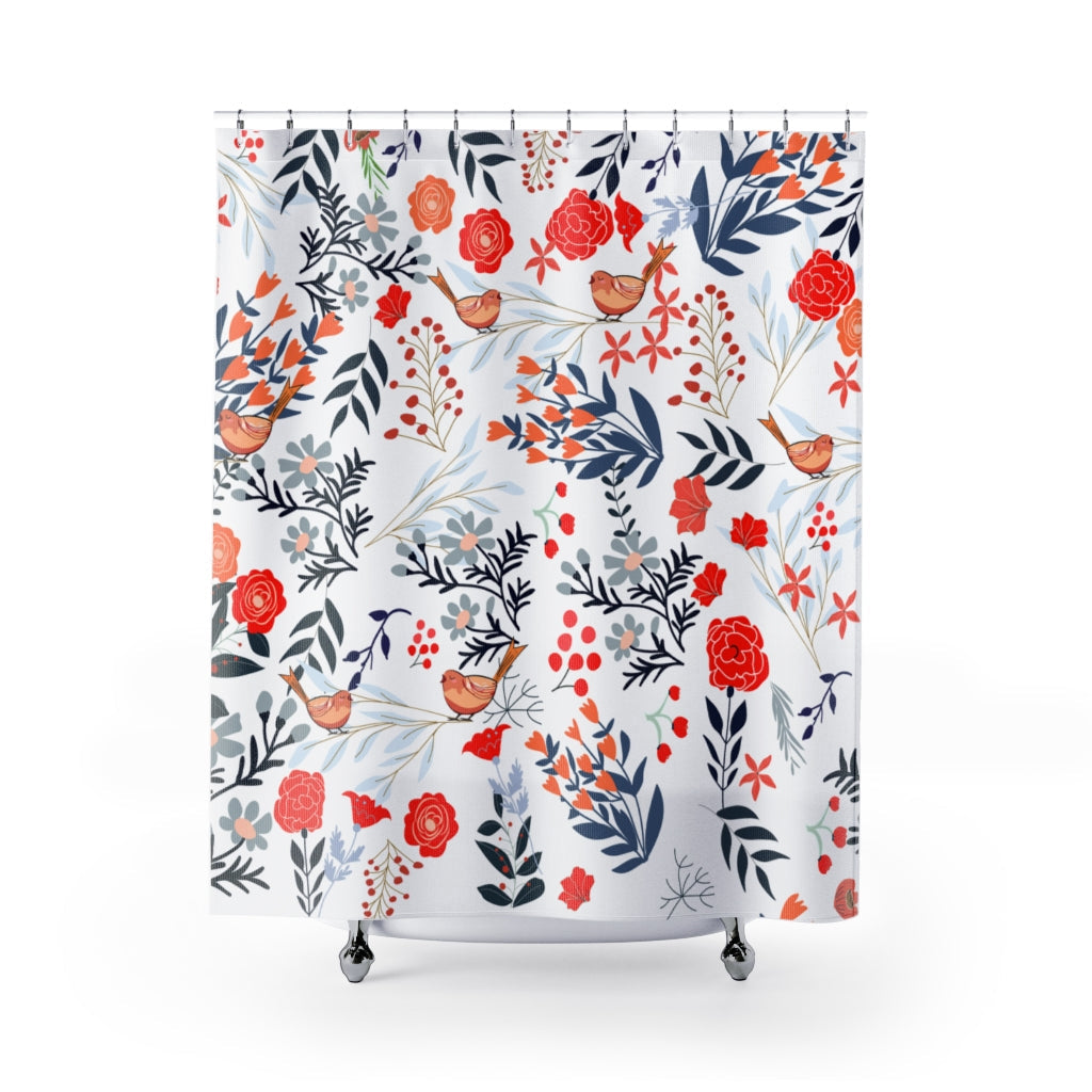 Blue Wild Flower Stylish Design 71&quot; x 74&quot; Elegant Waterproof Shower Curtain for a Spa-like Bathroom Paradise Exceptional Craftsmanship-Express Your Love Gifts