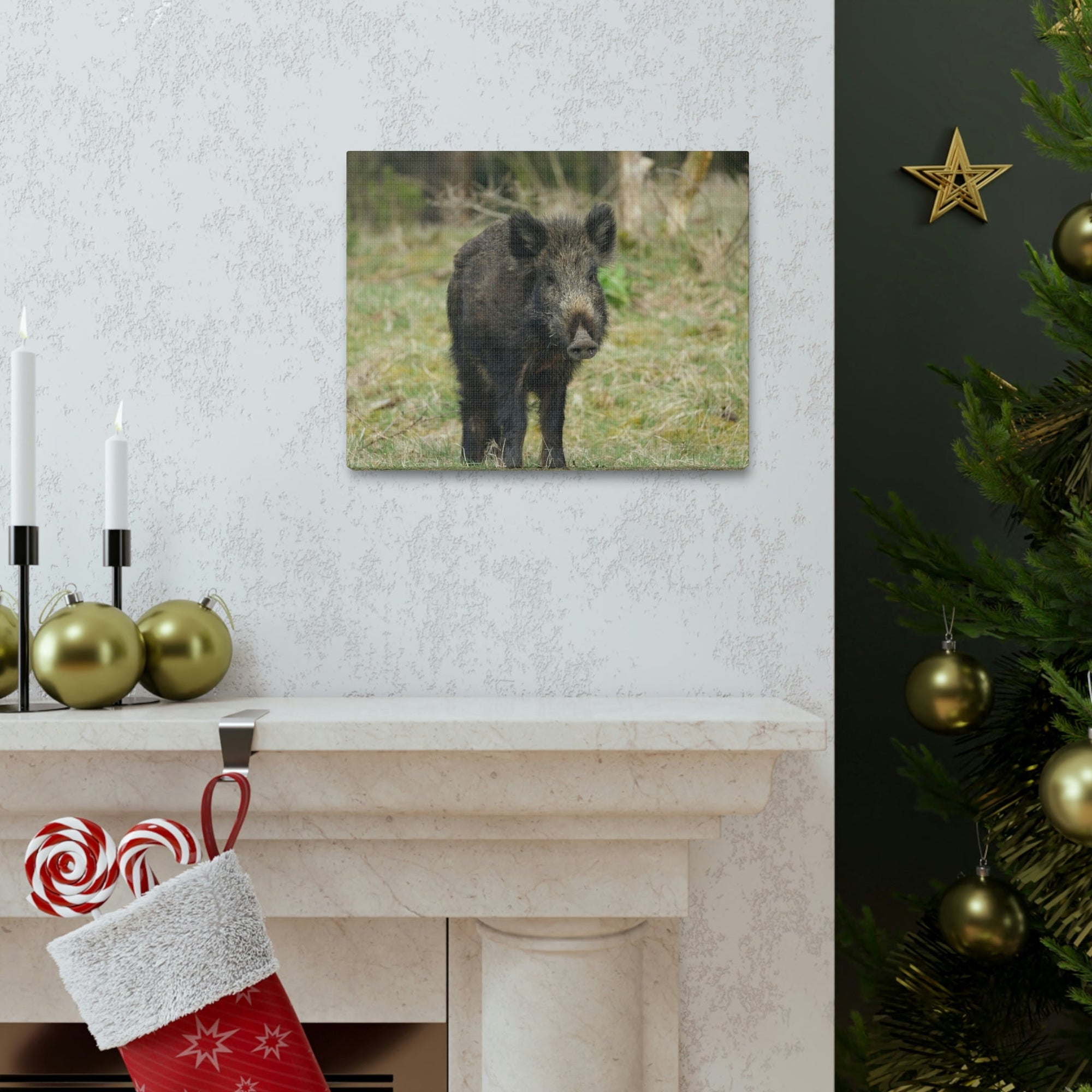 Scripture Walls Boar Hunting Boar on Hunt Print Animal Wall Art Wildlife Canvas Prints Wall Art Ready to Hang Unframed-Express Your Love Gifts