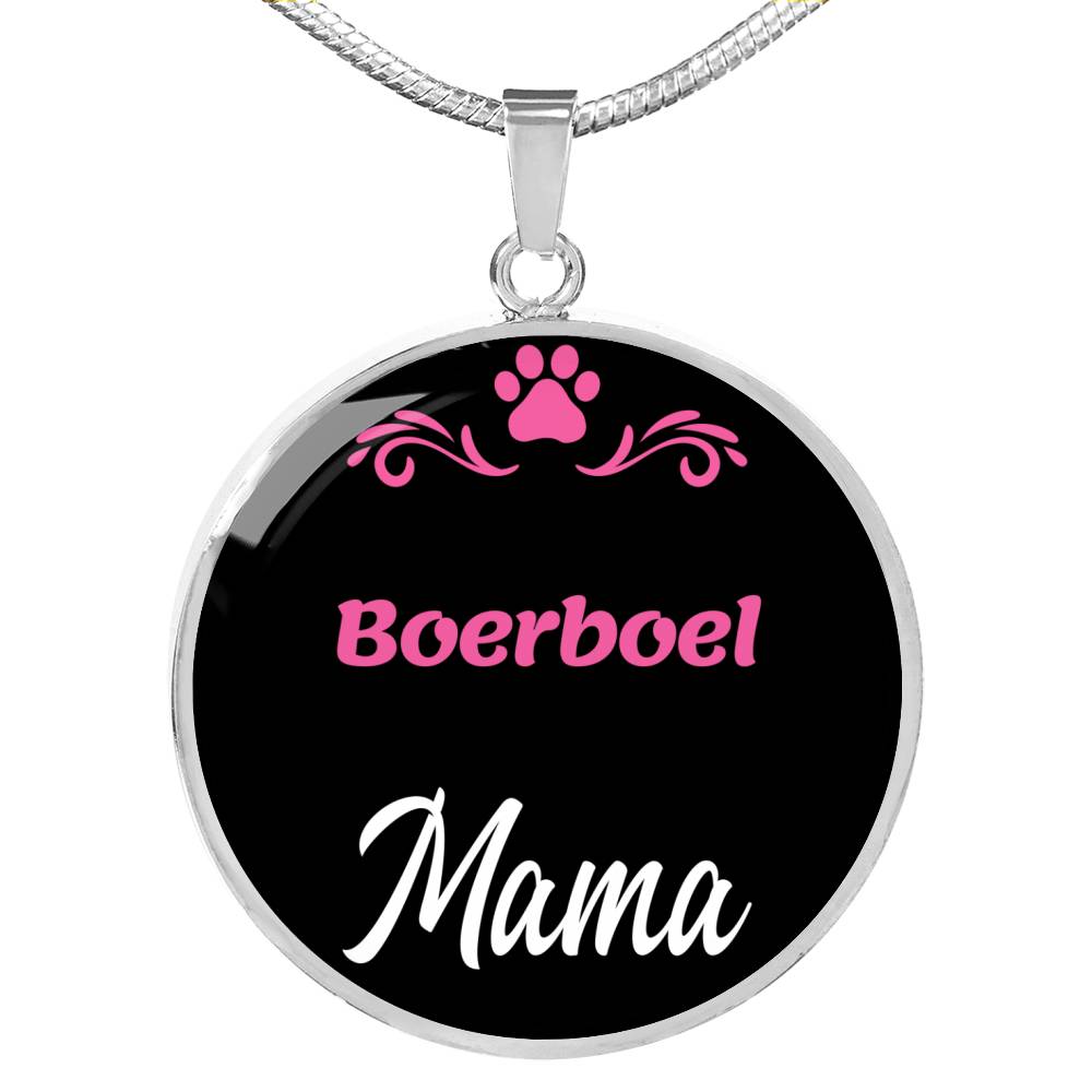 Boerboel Mama Necklace Circle Pendant Stainless Steel or 18k Gold 18-22" Dog Mom Pendant-Express Your Love Gifts