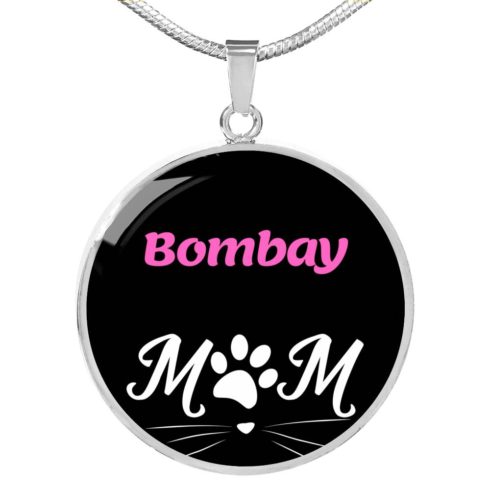 Bombay Cat Mom Necklace Circle Pendant Stainless Steel or 18k Gold 18-22"-Express Your Love Gifts