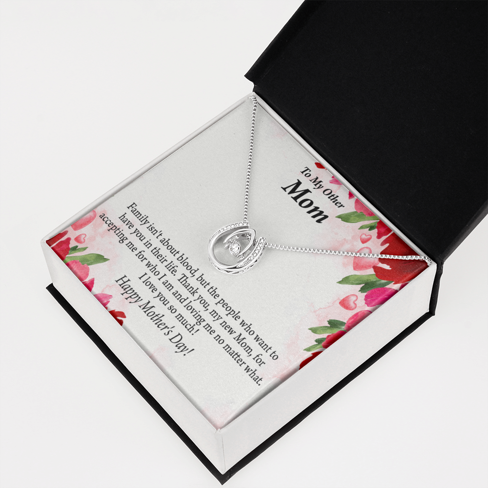 Bonus Mom My Unbiological Mom Lucky Horseshoe Necklace Message Card 14k w CZ Crystals-Express Your Love Gifts