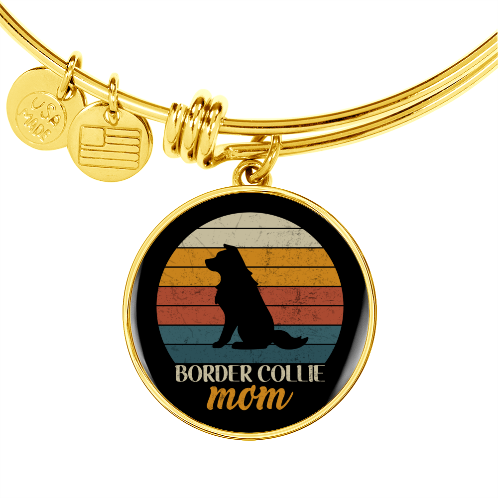 Border Collie Mom Bracelet Stainless Steel or 18k Gold Circle Bangle-Express Your Love Gifts