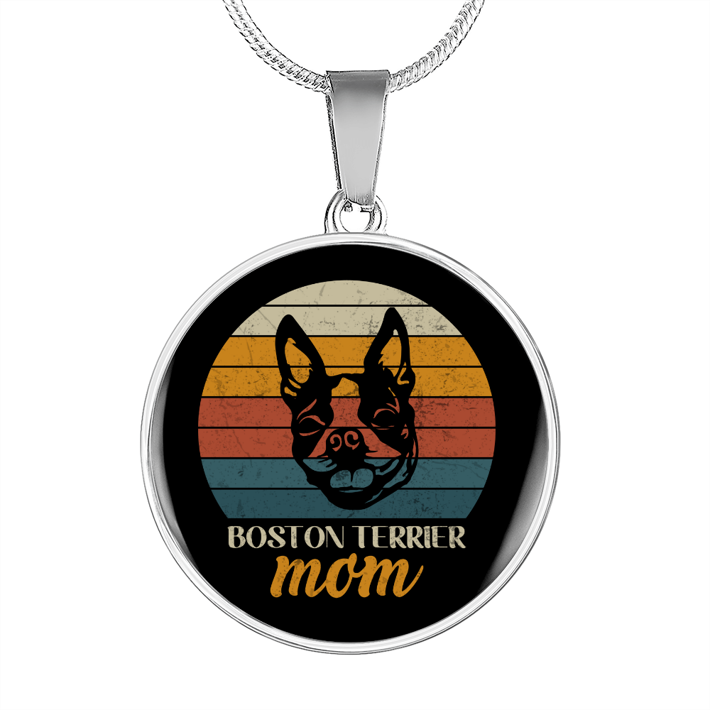 Boston Terrier Mom Circle Necklace Stainless Steel or 18k Gold 18-22"-Express Your Love Gifts