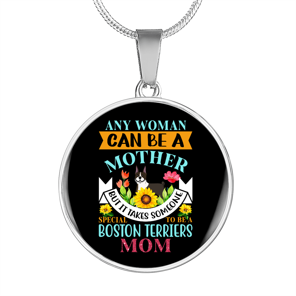 Boston Terriers Mom Circle Necklace Stainless Steel or 18k Gold 18-22"-Express Your Love Gifts