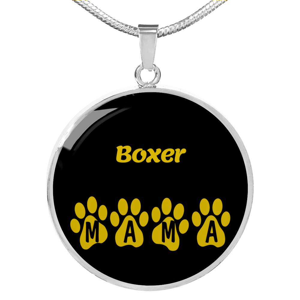 Boxer Mama Circle Necklace Stainless Steel or 18k Gold 18-22" Dog Owner Lover-Express Your Love Gifts