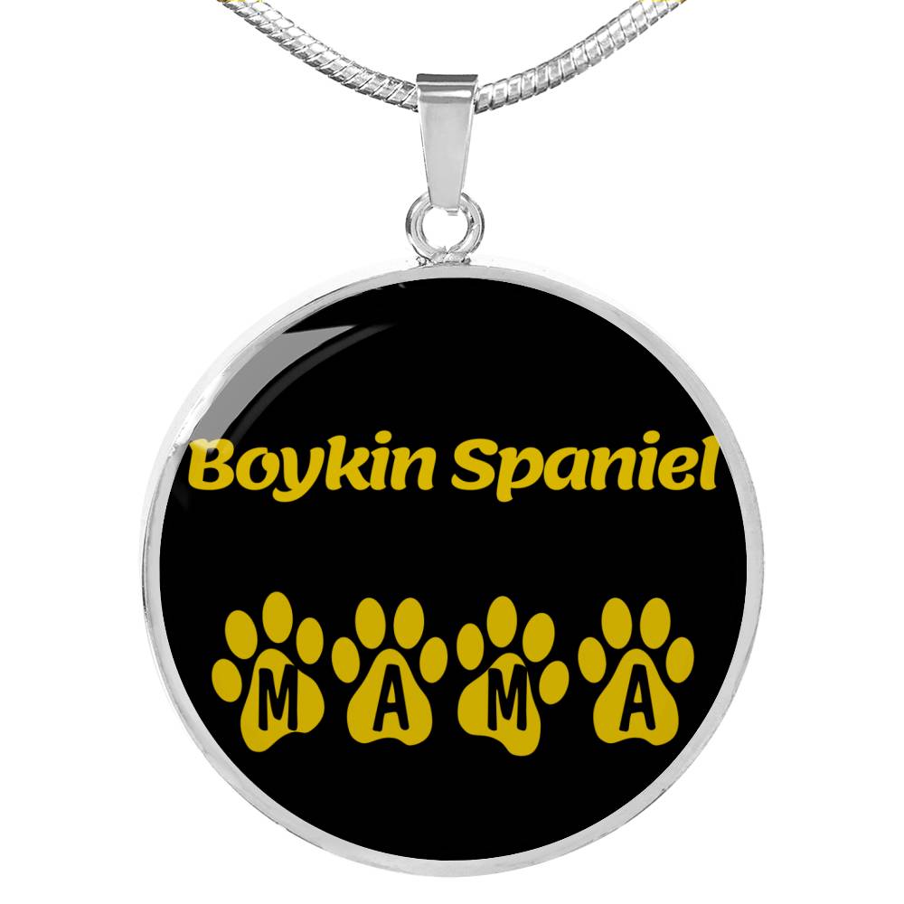 Boykin Spaniel Mama Circle Necklace Stainless Steel or 18k Gold 18-22" Dog Owner Lover-Express Your Love Gifts