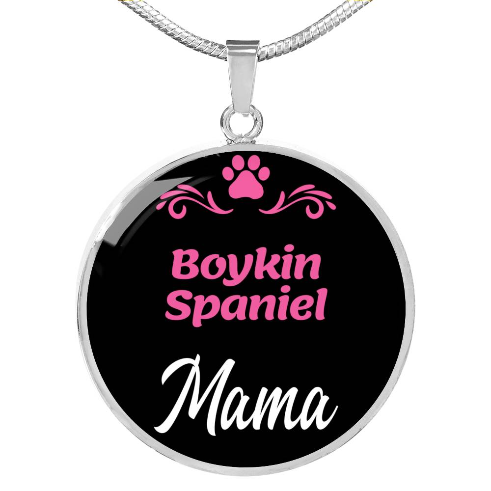 Boykin Spaniel Mama Necklace Circle Pendant Stainless Steel or 18k Gold 18-22" Dog Mom Pendant-Express Your Love Gifts