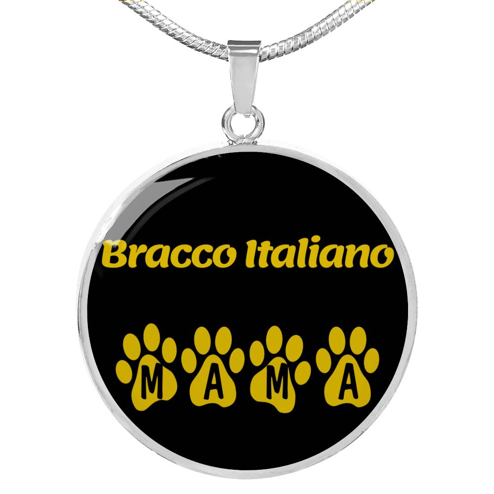 Bracco Italiano Mama Circle Necklace Stainless Steel or 18k Gold 18-22" Dog Owner Lover-Express Your Love Gifts