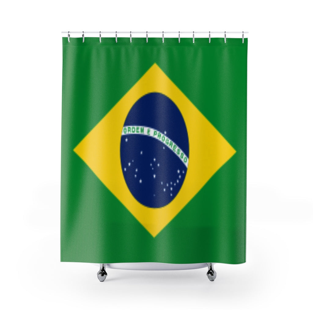 Brazil Flag Stylish Design 71&quot; x 74&quot; Elegant Waterproof Shower Curtain for a Spa-like Bathroom Paradise Exceptional Craftsmanship-Express Your Love Gifts