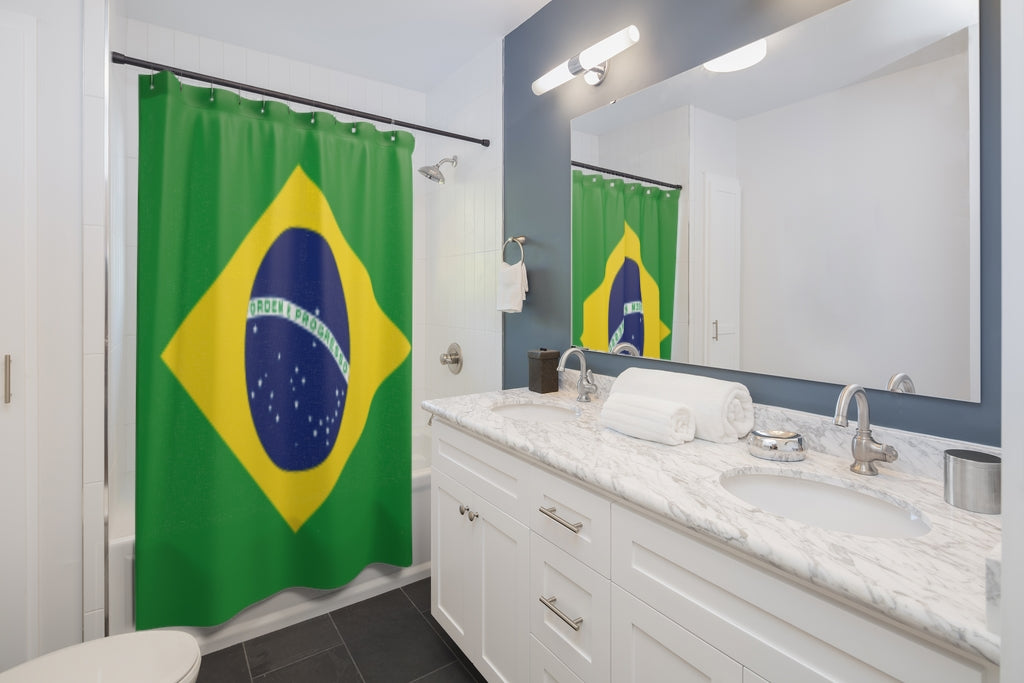 Brazil Flag Stylish Design 71" x 74" Elegant Waterproof Shower Curtain for a Spa-like Bathroom Paradise Exceptional Craftsmanship-Express Your Love Gifts