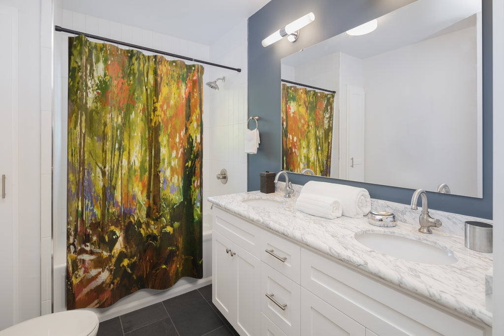 Bright Forest Beautiful Stylish Design 71" x 74" Elegant Waterproof Shower Curtain for a Spa-like Bathroom Paradise Exceptional Craftsmanship-Express Your Love Gifts