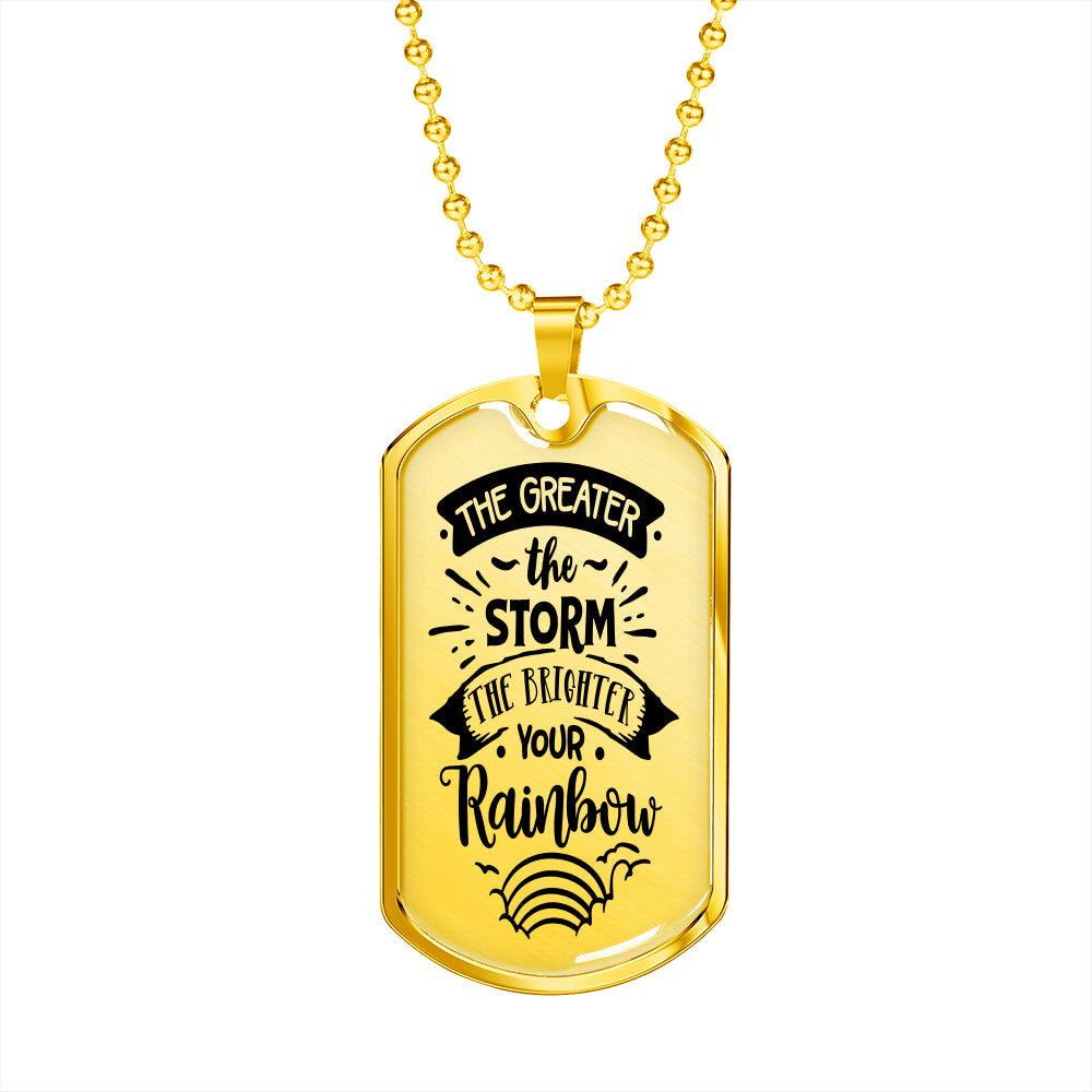 Brighter The Rainbow Necklace Stainless Steel or 18k Gold Dog Tag 24" Chain-Express Your Love Gifts