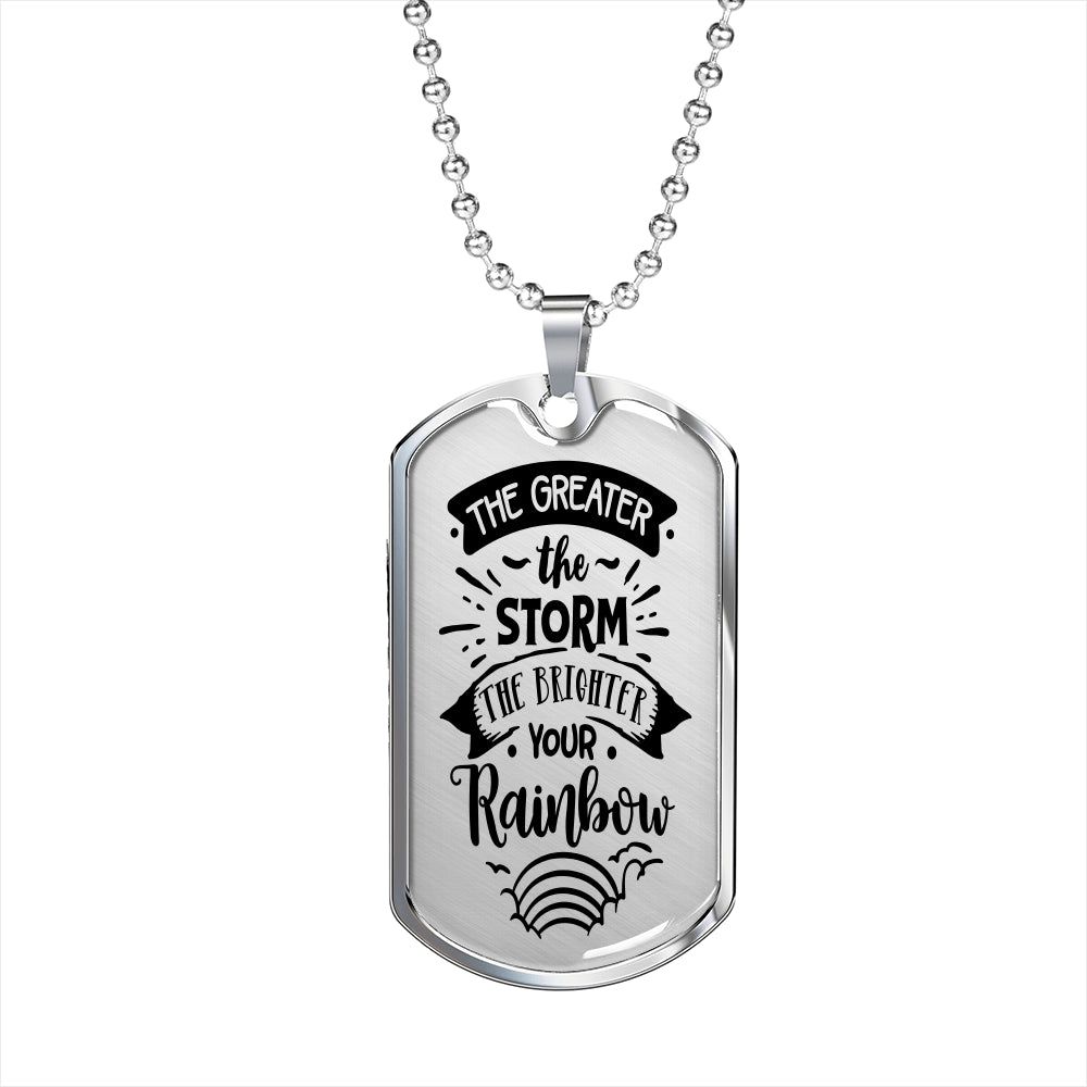 Brighter The Rainbow Necklace Stainless Steel or 18k Gold Dog Tag 24" Chain-Express Your Love Gifts