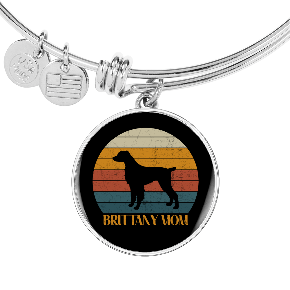 Britanny Mom Dog Bracelet Stainless Steel or 18k Gold Circle Bangle-Express Your Love Gifts