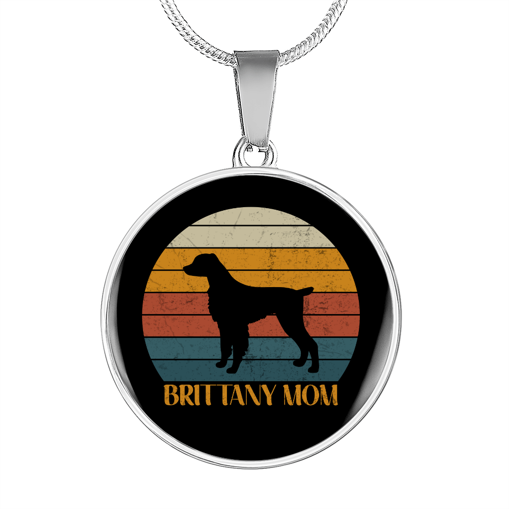 Britanny Mom Dog Circle Necklace Stainless Steel or 18k Gold 18-22"-Express Your Love Gifts