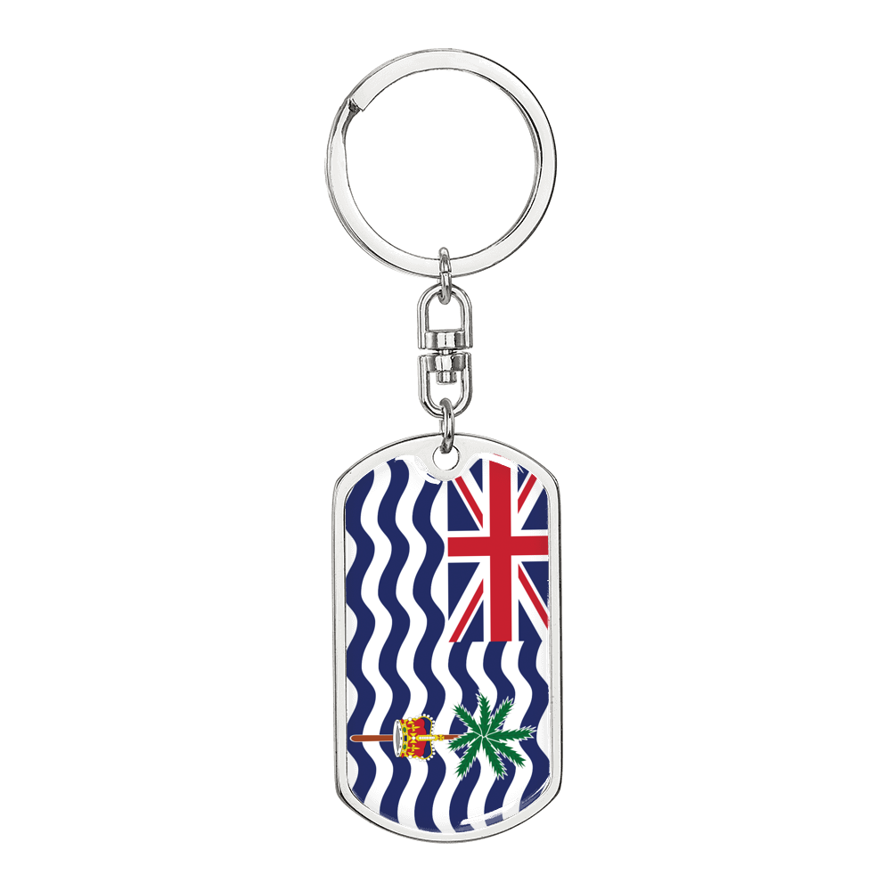 British Indian Ocean Territory Flag Swivel Keychain Dog Tag Stainless Steel or 18k Gold-Express Your Love Gifts