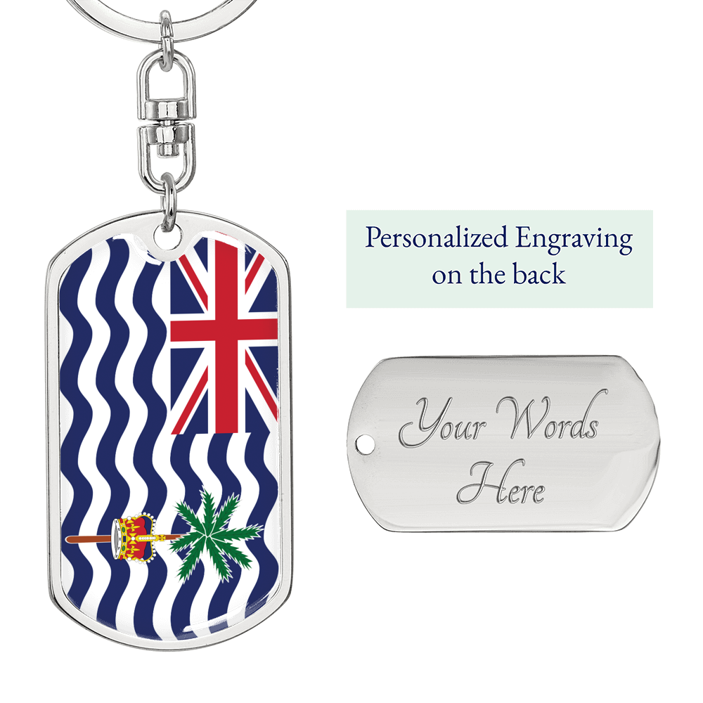 British Indian Ocean Territory Flag Swivel Keychain Dog Tag Stainless Steel or 18k Gold-Express Your Love Gifts
