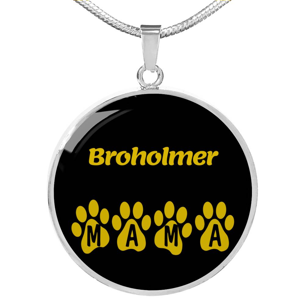 Broholmer Mama Circle Necklace Stainless Steel or 18k Gold 18-22" Dog Owner Lover-Express Your Love Gifts