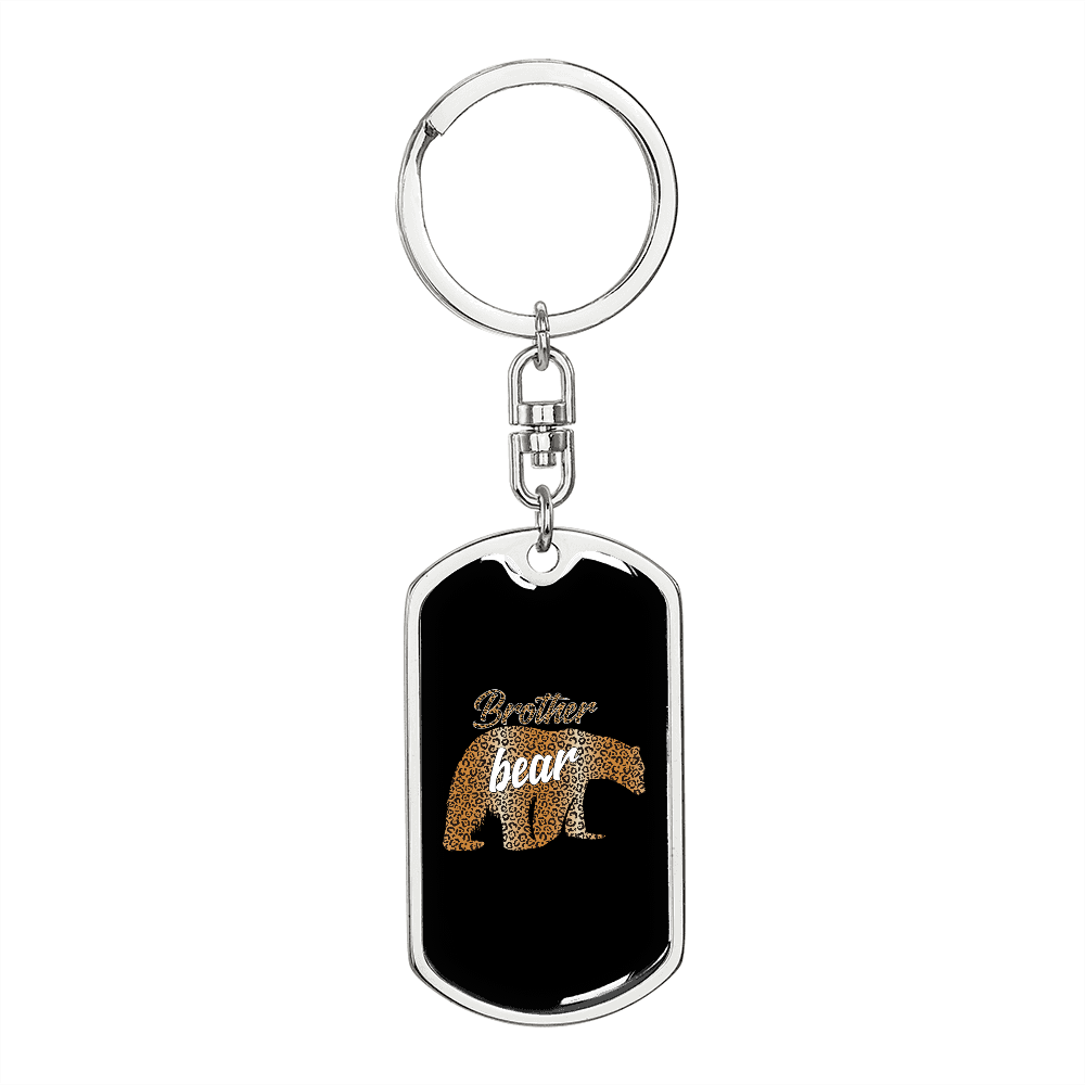 Brother Bear Mom Keychain Stainless Steel or 18k Gold Dog Tag Keyring-Express Your Love Gifts