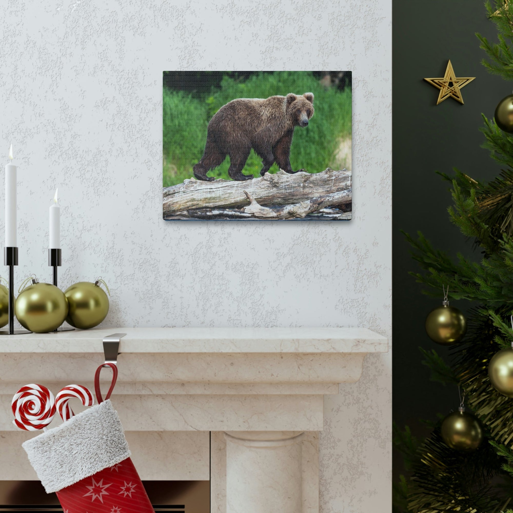 Scripture Walls Brown Bear Hunting Brown Bear on Hunt Print Animal Wall Art Wildlife Canvas Prints Wall Art Ready to Hang Unframed-Express Your Love Gifts