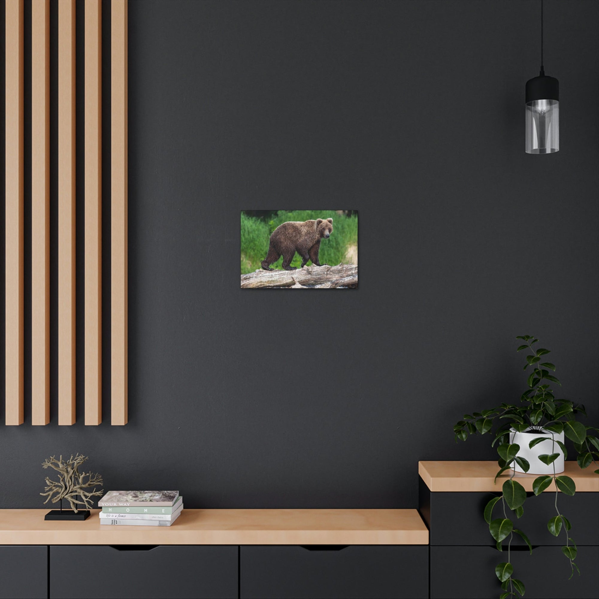 Scripture Walls Brown Bear Hunting Brown Bear on Hunt Print Animal Wall Art Wildlife Canvas Prints Wall Art Ready to Hang Unframed-Express Your Love Gifts