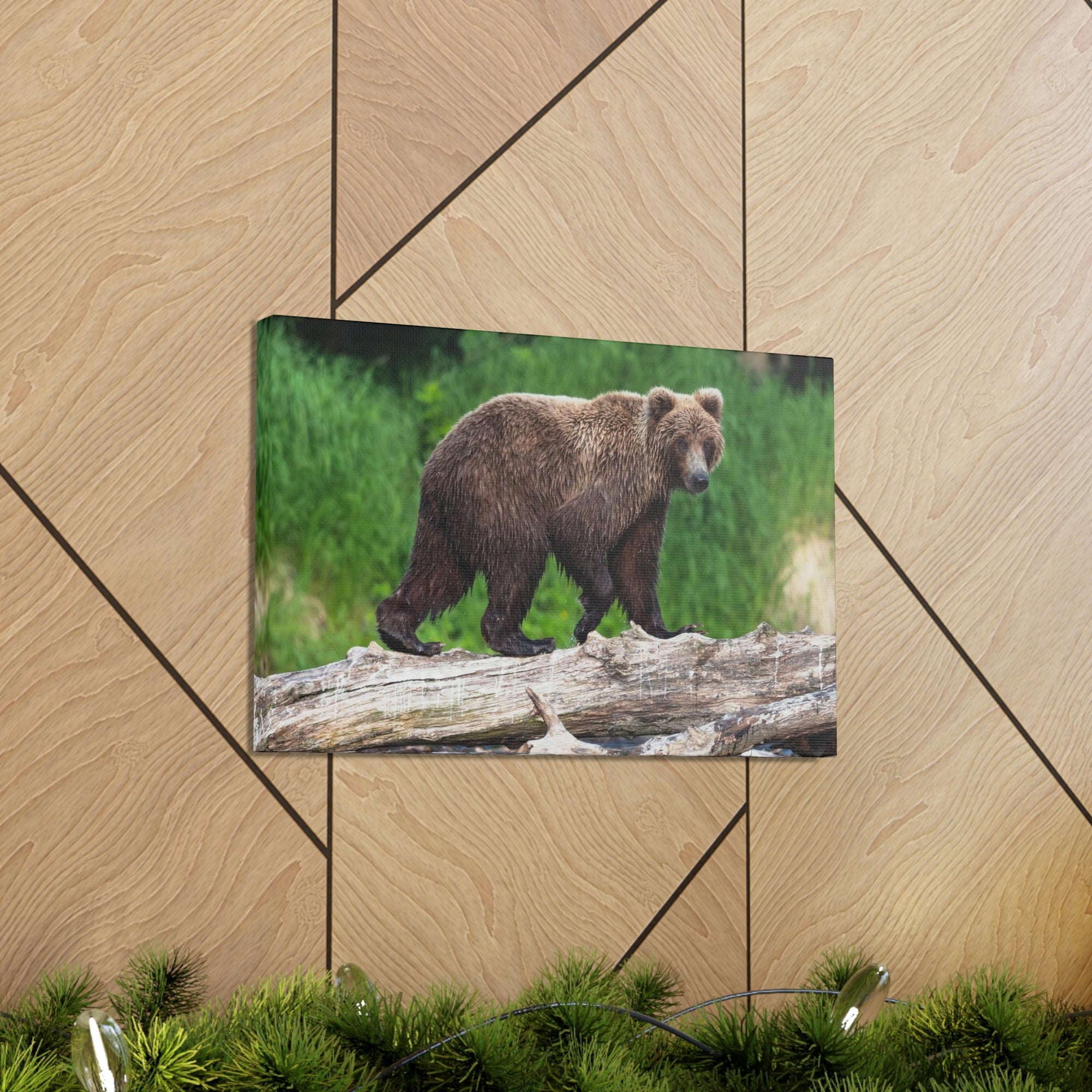 Scripture Walls Brown Bear Hunting Brown Bear on Hunt Print Animal Wall Art Wildlife Canvas Prints Wall Art Ready to Hang Unframed-Express Your Love Gifts