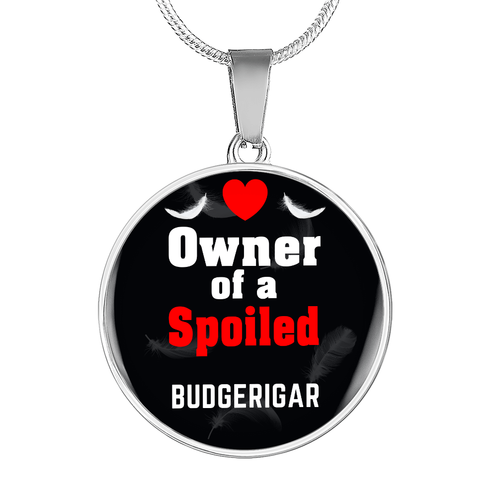 Budgerigar Bird Owner Necklace Circle Pendant Stainless Steel or 18k Gold 18-22"-Express Your Love Gifts